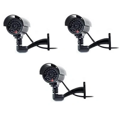 Image of Digicharge Dummy CCTV Camera Outdoor Indoor Fake Security Imitation Surveillance Cam Flashing LED (3PCS, 3PCS)