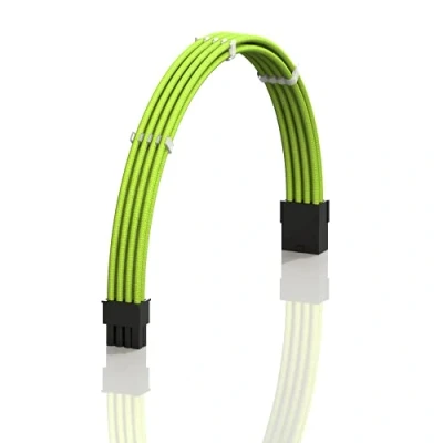 Image of LINKUP AVA 50cm PCI E 8 Pin (6+2) GPU PSU Power Supply Braided Sleeved Custom Mod PC Extension Cable w/Combs┃Strong &amp; Stiff Design┃Single Pack┃500mm Green
