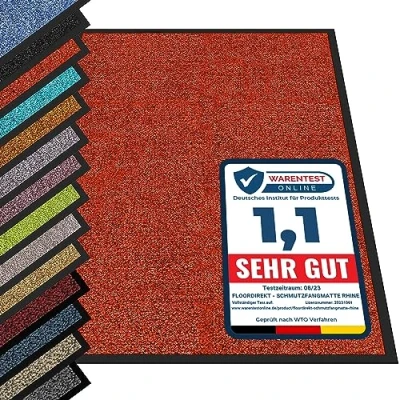 Image of etm Non slip Dirt Trapper Mat Absorbent Heavy duty Entrance for Indoor and Outdoor (Red, 90 x 150 cm) Washable Door Barrier Front Doormat