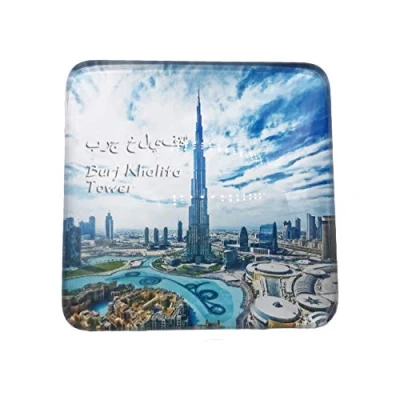 Image of 3D Burj Khalifa Dubai Refrigerator Fridge Magnet Crystal Glass Tourist Travel Souvenir Collection Gift Magnetic Sticker Home Kitchen Decoration