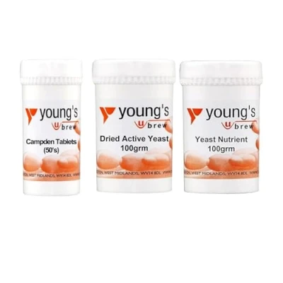 Image of Young&#039;s Multi Purpose Dried Active Yeast With Campden Tablets, Nutrient &amp; Serving Spoon Ideal For Homemade Wine Cider Making 2x 100g Tubs, 50pk Tablets 1/2 tsp (2.5ml)