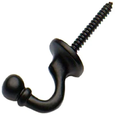 Image of Merriway® BH01633 (2 Pcs) Ball End Curtain Drapery Hold Back Tie Hooks, 30mm (1.3/16 inch) Black Pack of 2 Pieces