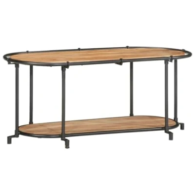 Image of vidaXL TV Cabinet Stand Entertainment Centre Solid Wood Acacia Industrial Iron Frame Brown &amp; Black 100 x 42 40 cm