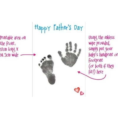 Image of BabyRice Make Your Own Father&#039;s Day Card Baby Handprint &amp; Footprint Kit Son Daughter Prints