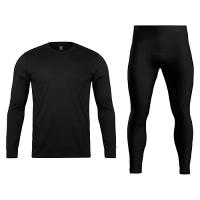 Image of Orbiz Men’s Thermal Underwear Set Heat Retaining Long Sleeve Top &amp; Bottoms, Base Layer for Outdoor Activities, Ultimate Warmth Perfect Winter Cold Weather (XX Large, Black)