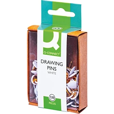 Image of Q Connect Drawing Pins White (Pack of 10 x 120) Ref KF02019Q