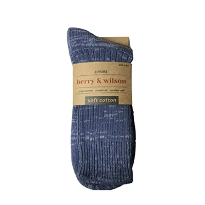 Image of Berry &amp; Wilson ** 3 PAIRS MENS LOOSE SOFT GRIP TOP COMFORT FIT BOOT SOCKS, BLUE