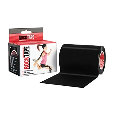 Image of RockTape Mini Big Daddy Roll Pre Cut Kinesiology Tape (10x5cm) Elastic Therapeutic Sports for Shoulder, Ankle, Elbow, Wrist, Shin Splints, Knee Latex Free Black