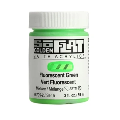 Image of Golden SoFlat Matte Acrylic Paint, 2oz jar, Fluorescent Green (6795 2)