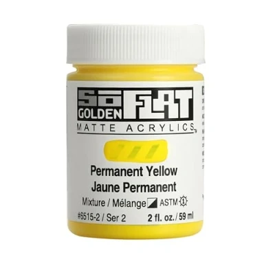 Image of Golden SoFlat Matte Acrylic Paint, 2oz jar, Permanent Yellow (6515 2)