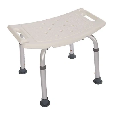 Image of Shower Chair, Bath Room Stool, Adjustable Lightweight Bench, Tool Free Assembly Seat for Elderly,Disabled,Pregnancy,Post Surgery,Aluminium,White