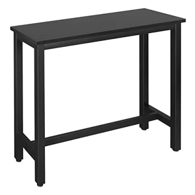 Image of WOLTU Kitchen Bar Table Counter Breakfast Dining Black Coffee Metal Legs with Footrest for Room Conservatory Patio