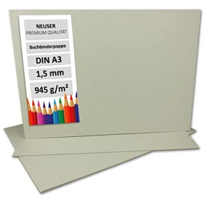 Image of Bookbinding Cardboard, A3 / A4, 1.5 mm, Extra Strong Cardboard 20 Items DIN grey/brown mm
