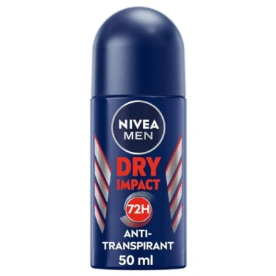 Image of NIVEA MEN Dry Impact Roll On Deodorant, Antiperspirant for a Skin Feeling, 72h Sweat Protection and Dual Active Formula (50 ml)