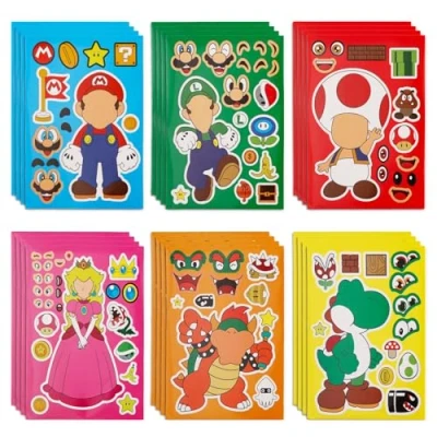 Image of DIY Make a Face Stickers, 24PCS Super Stickers Art Craft Your Own Brothers for Birthday Party Supplies Favors Gift Set Crafts Kids