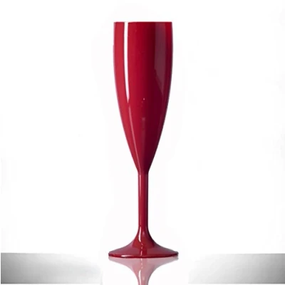 Image of Virtually Unbreakable Polycarbonate Champagne Flute Elite Premium Champ Red Pack of 6