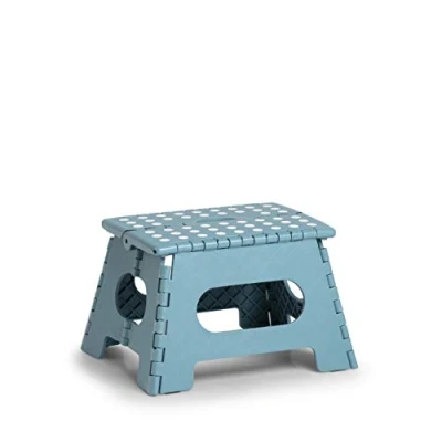 Image of Zeller Present Schöner Leben Practical Liven 13030 Premium Folding Stool Plastic Grey TÜV Tested Maximum Load 150 kg Approx. 35 x 28 22 cm Small