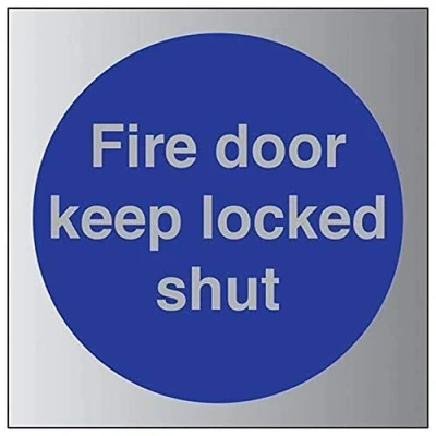 Image of V Safety Fire Door Keep Locked Shut Sign 100mm x Self Adhesive Alu Effect