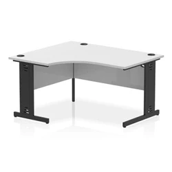 Image of Impulse 1400 LH Crescent Office Desk White Top Black Cable Managed Leg