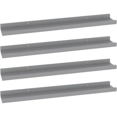 Image of vidaXL Wall Shelves 4 pcs Grey 60x9x3 cm