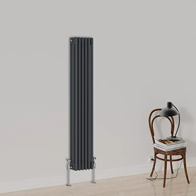 Image of Warmehaus Vertical Triple Panel Traditional Column Designer Radiator 1500x292mm Cast Iron Anthracite Central Heating Radiators