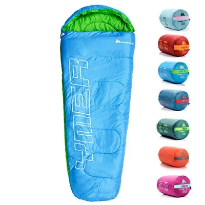 Image of Sleeping Bag Camping Gear Travel Sleep Essential Insulated Warm Lightweight Traveling Hiking Indoor Outdoor All Season Adults Kids Teens Spring Summer Fall YMER ((130+25) x60/40cm, Blue/Green)