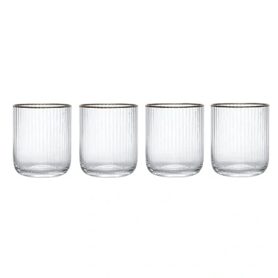 Image of Mikasa Sorrento Ridged Crystal Set of 4 400ml Tumbler Glasses
