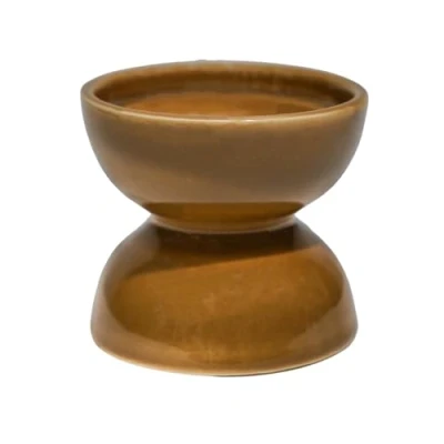 Image of Ivyline Bowen Pillar Candle Holder in Fawn with Stable Base Modern Elegant Home Decoration H9 x D9 cm