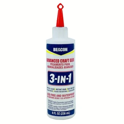 Image of Beacon Adhesive Craft Glue 3 in 1 Bottle with Fine Tip Nozzle 236ml, Dries Crystal Clear Strong Paper for All Crafting Needs, Kids Projects, School Glue,Wig Glue, &amp; Card Making