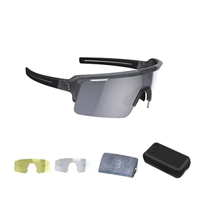 Image of BBB Cycling Fuse Glasses for Men and Women Comes With 3 Interchangeable Lenses: Smoke, Yellow Clear Road MTB Transparent Grey BSG 65