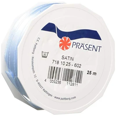 Image of C.E. Pattberg Satin Light Blue Gift Ribbon, 27 Yards for Wrapping Gifts, 0.39 inches Width, Ribbon Decorating &amp; Crafting, Decorative Every Occasion