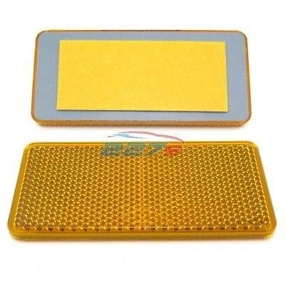 Image of 227s Self Adhesive Reflectors Stick On Rectangular Trailer Caravan Suitable for Vehicles, Cycle Carriers, Gateposts E Approved Amber 94mm x 44mm Depth 6 mm 2 Pack