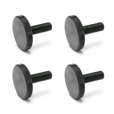 Image of Ganter Normelemente Flat knurled screws, screws (low shape), DIN 653 M8 20, pack of 4, burnished steel, thread: x 20