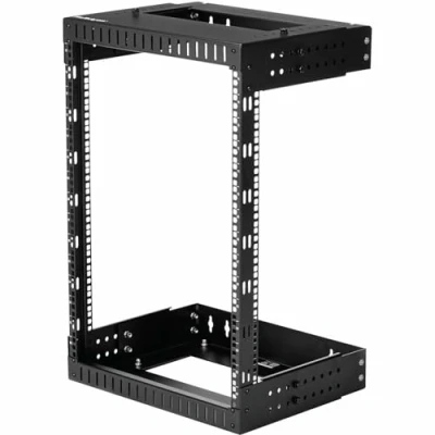 Image of StarTech.com 2 Post 15U Heavy Duty Wall Mount Network Rack, 19&quot; Open Frame Server Rack with Adjustable Depth, Data for IT / AV Patch Panel Computer Equipment (RK15WALLOA)