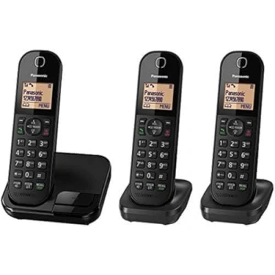 Image of Panasonic KX TGC41 Digital Cordless Phone with Nuisance call Blocker, speakerphone and waiting Black (Pack of 3)
