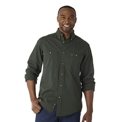 Image of Wrangler Riggs Workwear Men&#039;s logger button down shirts, Forest Green, XL Tall UK