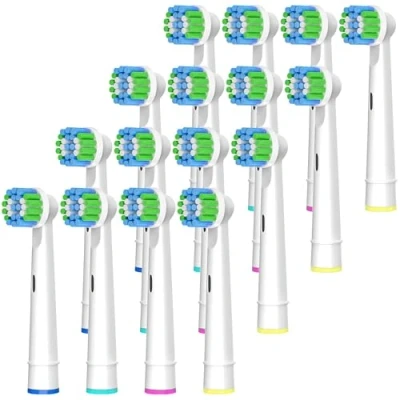 Image of 16 Pack Replacement Toothbrush Heads Compatible with Oral B Electric Toothbrush, White. Deep and Precise Cleaning.