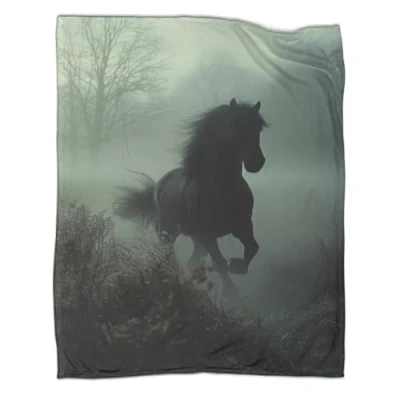 Image of QIACVYDKZ Horse Plush Blanket 3D Print Sherpa Steed Pattern Printed Fleece Throw Soft, Plush, Fluffy, Warm, Cozy Super Soft Warm 50x60inch(127x152cm)