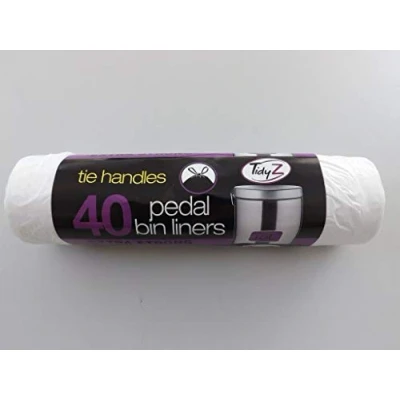 Image of Pedal Bin Liners Bags (Pack of 40) 15 Litres per bag,Complete with Tie Handles, Scented Strong Yellow/White
