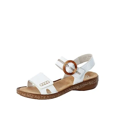 Image of Rieker Women&#039;s Damen 628Z3 Sandalen Sandal, weiß, 3.5 UK