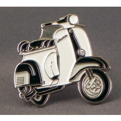 Image of Metal Enamel Pin Badge Brooch Scooter Vespa Black &amp; White