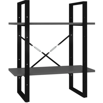 Image of vidaXL 2 Tier Book Cabinet Grey 60x30x70 cm Engineered Wood
