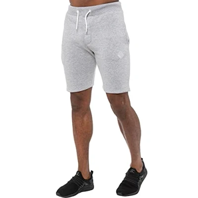 Image of EZS412 Enzo Mens Fleece Shorts Running Jogging Bottoms Gym Activewear Elasticated Waist Logo Sweat Half Pants Size S XXL (Grey, M, m)