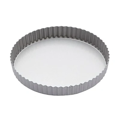 Image of KitchenCraft Non Stick Flan Dish/Quiche Tin with Loose Base, Round, 25 cm, Silver