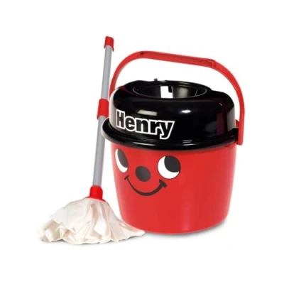 Image of Casdon Henry Mop &amp; Bucket Branded Toy Cleaning Set For Children Aged 3+ Features Henry’s Cheeky Face Lots Of Fun!
