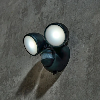 Image of Zink ZN 30508 BLK Felis Double LED Wall Light, IP44, Black, 5000K, PIR Motion Sensor, Battery