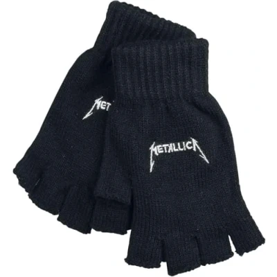Image of Metallica Gloves Classic Spiked Band Logo Official Fingerless Black One Size