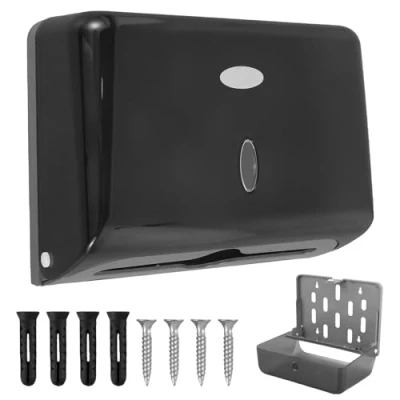 Image of Paper Towel Dispenser Wall Mounted, Hand Dispenser, Universal Multifold Tri Fold Commercial for Bathroom Restroom Kitchen Office(black)