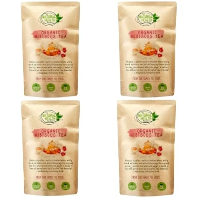 Image of Organic Hibiscus Tea 200 Bags Plastic Free by The Natural health Market Roselle Produce a Vivid Red 100% Purple Plant (4 x 50 Teabags)