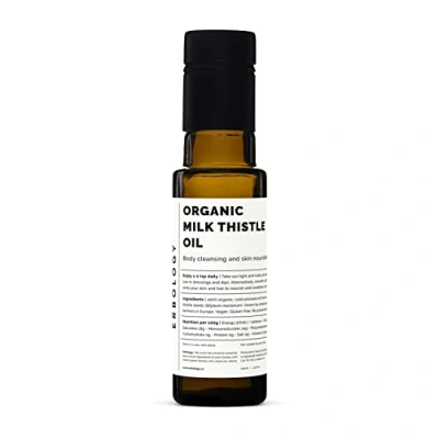 Image of 100% Organic Milk Thistle Oil 100ml Cold Pressed Premium Quality High in Vitamin E Detoxifying Straight from Farm Non GMO No Additives or Preservatives Recyclable Glass Bottle